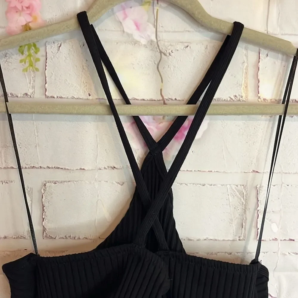 ZARA CUTOUT RIBBED BLACK SLEEVELESS BODYSUIT NEW LARGE - Picture 11 of 14